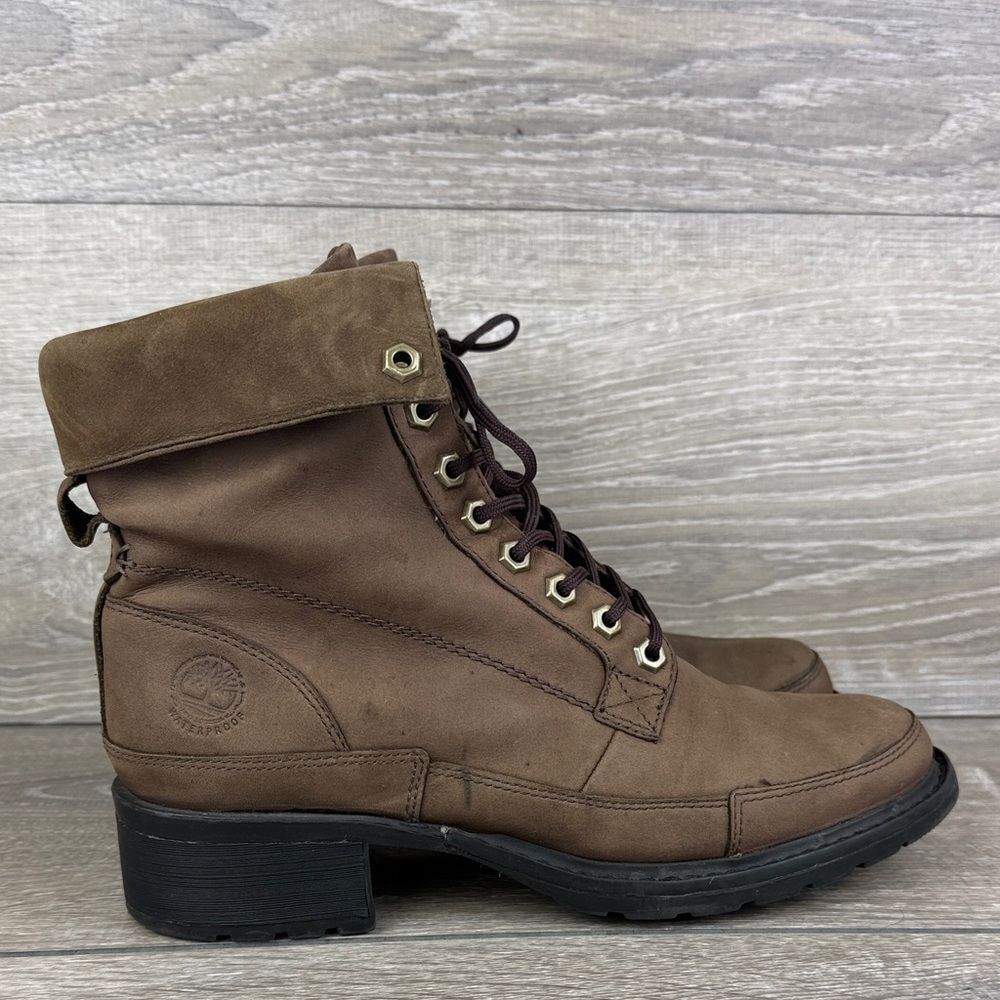 Timberland 5790 Waterproof Brown Leather Women’s Sz 7W Smartwool Lined Lace Boot